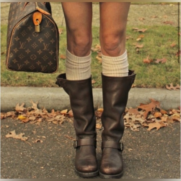 SALE FRYE Veronica Slouch Brown Leather Engineer Boots- LK NEW - Picture 3 of 14